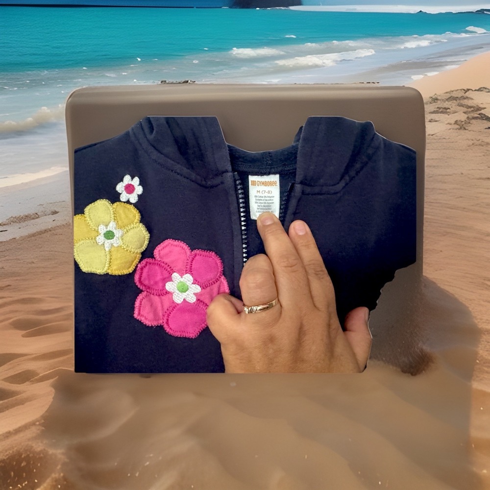 Gymboree Kids Girl‎  Blue Hoodie Floral Front/zise M 7-8